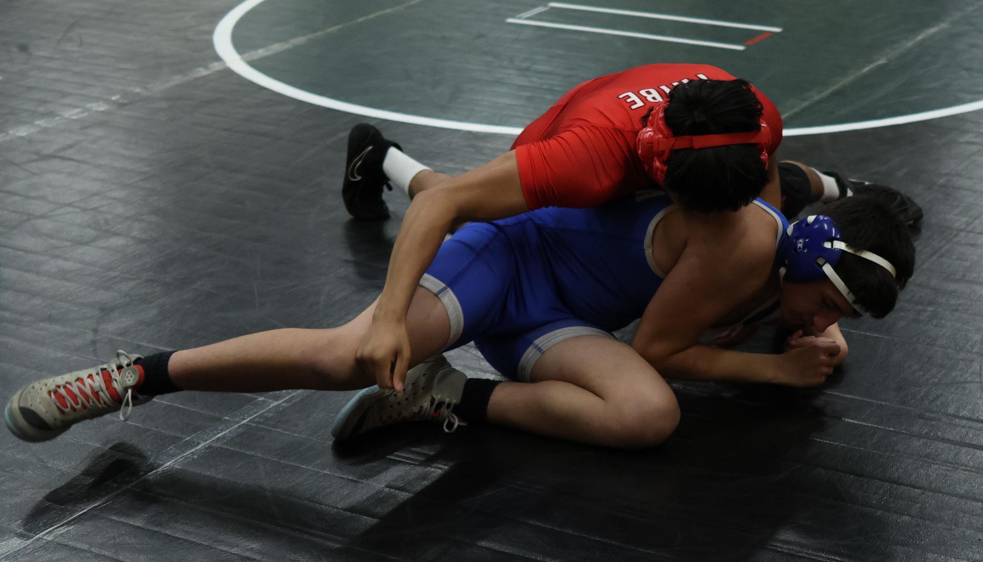 Boys wrestling in the Liberty Duals event 20