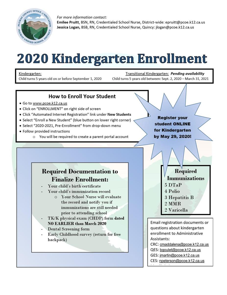 Kindergarten Enrollment Instructions