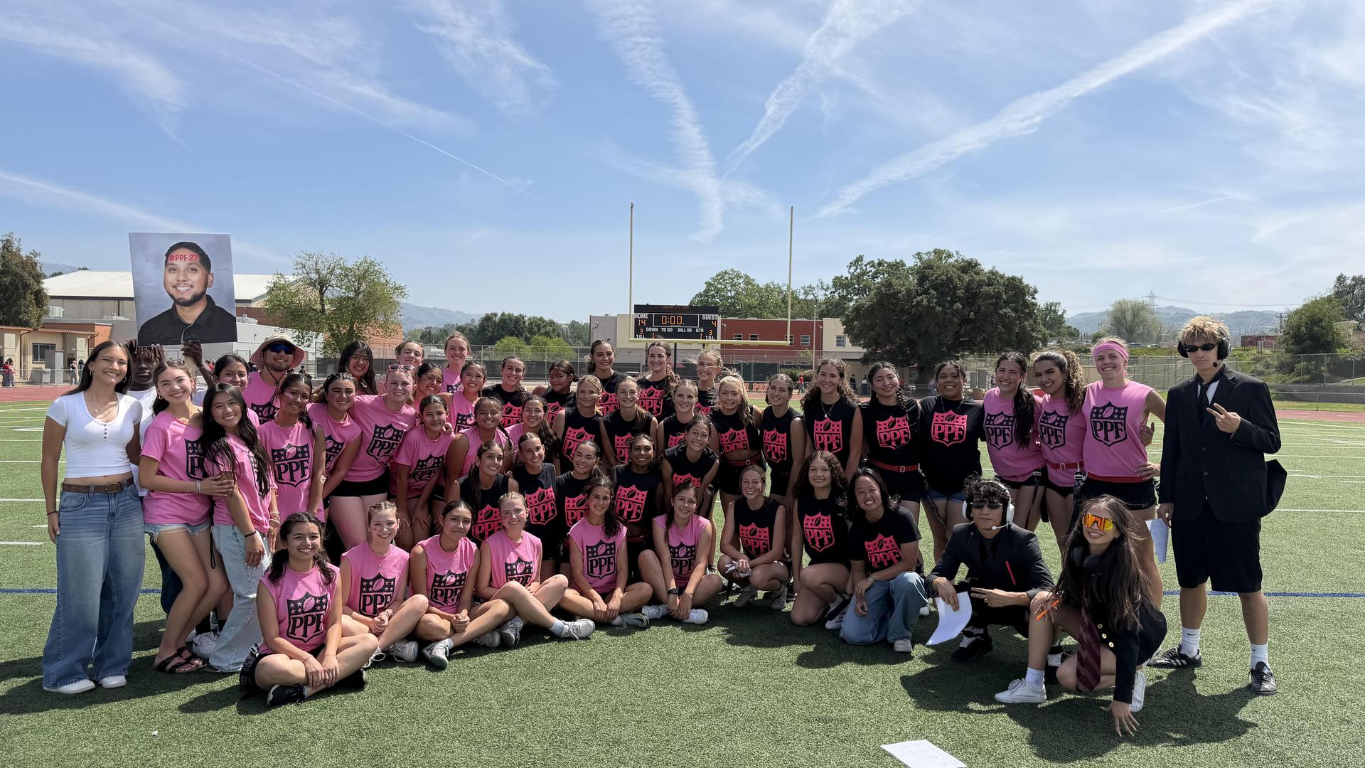 Powder Puff 2026 Final Score 14 - 4 (WINNERS - Seniors '26 Black; Juniors '27 Pink)