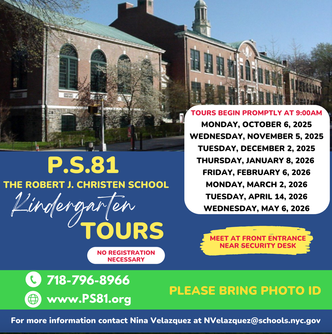  A photo of our school with dates listed for Kindergarten Tours:
