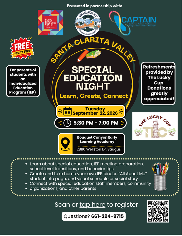 Special Ed Toolkit Night, Sept. 22, 2026