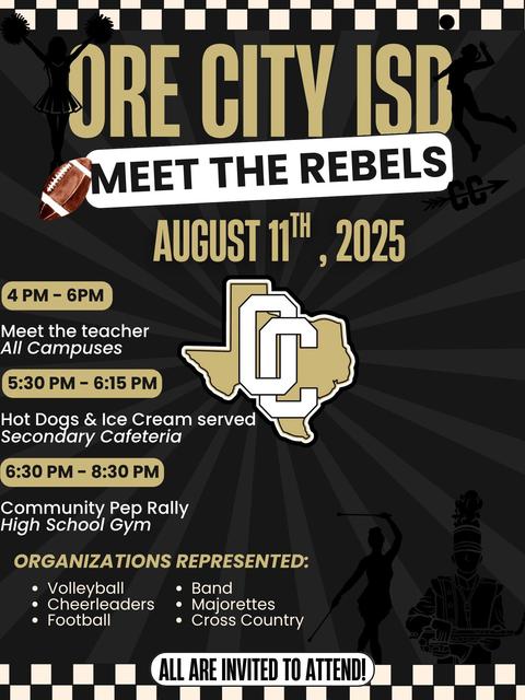 Ore City ISD Meet the Rebels Flyer
