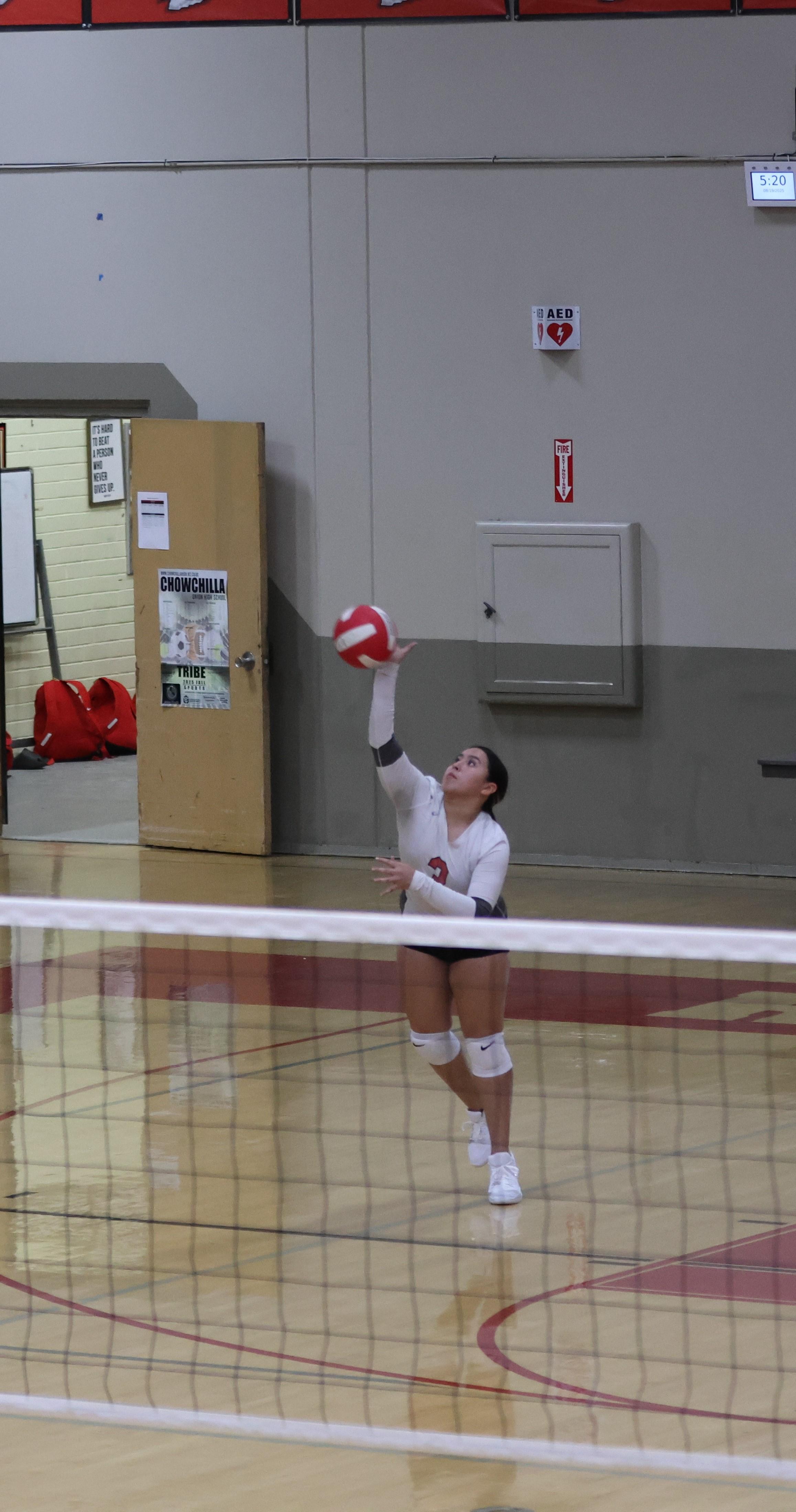 junior varsity girls playing volleyball 109