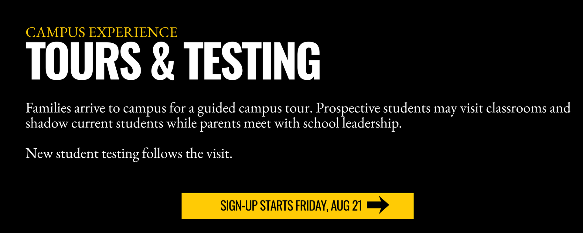 Tours and Testing Information