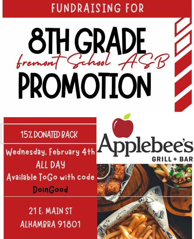 8th grade Fundraiser: Applebees on February 4th Featured Photo