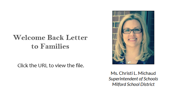 Superintendent Michaud extends her warm welcome to families for the new school year