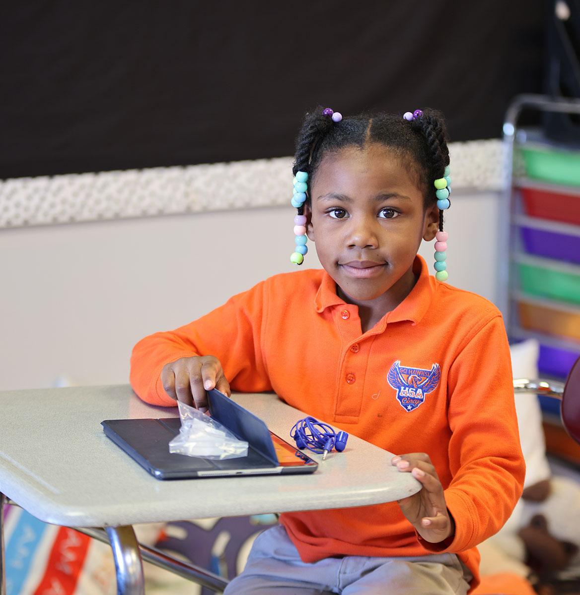 HSA Cincinnati Student in a classroom.