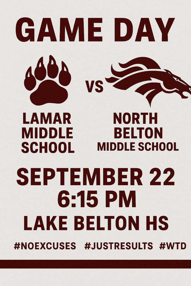 7th grade game september 22 away at lake belton high school