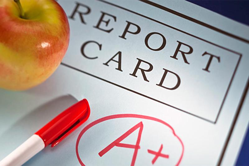 A report card with an A+