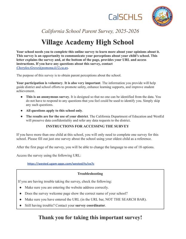 Village Academy CSPS Letter