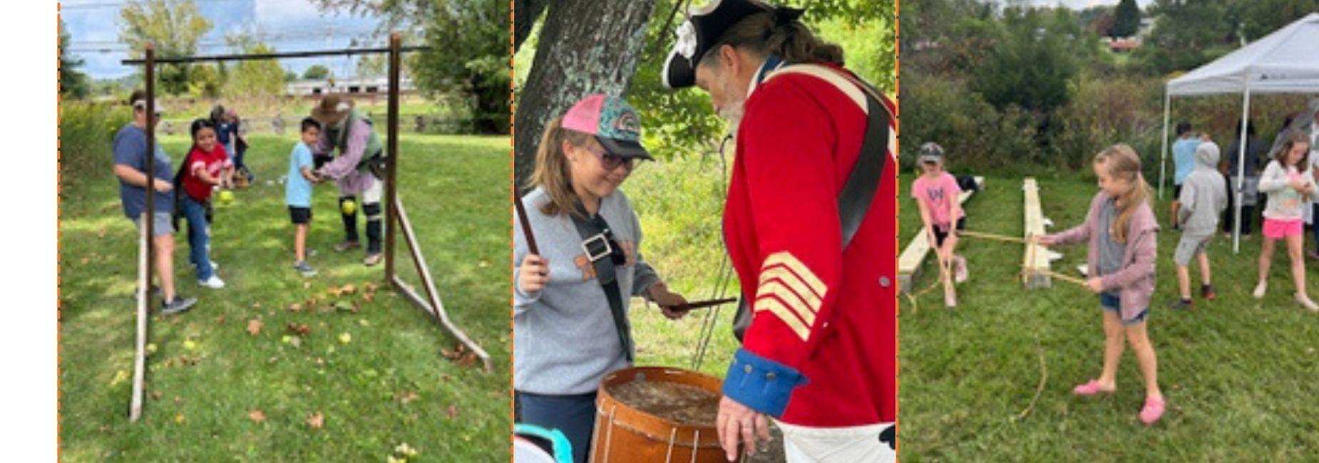 4th grade students learning on field trip to the Mustering Grounds