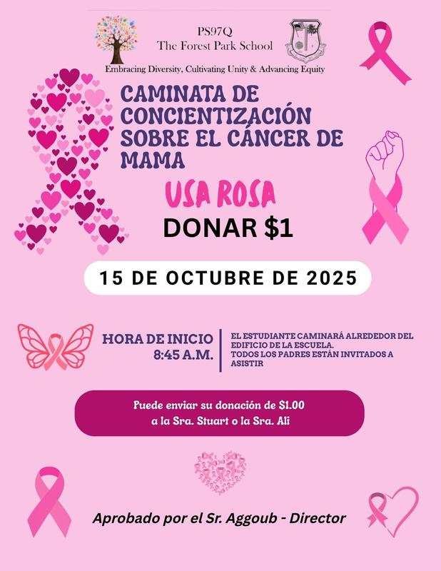 Pink back ground with date and time in Spanish