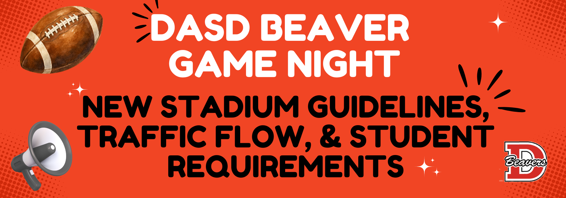 Game night announcement with football graphic and guidelines text.