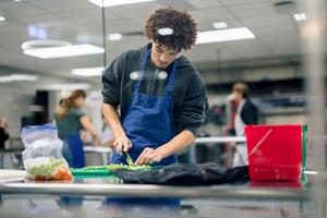 Culinary students at Memorial High School preparing food.