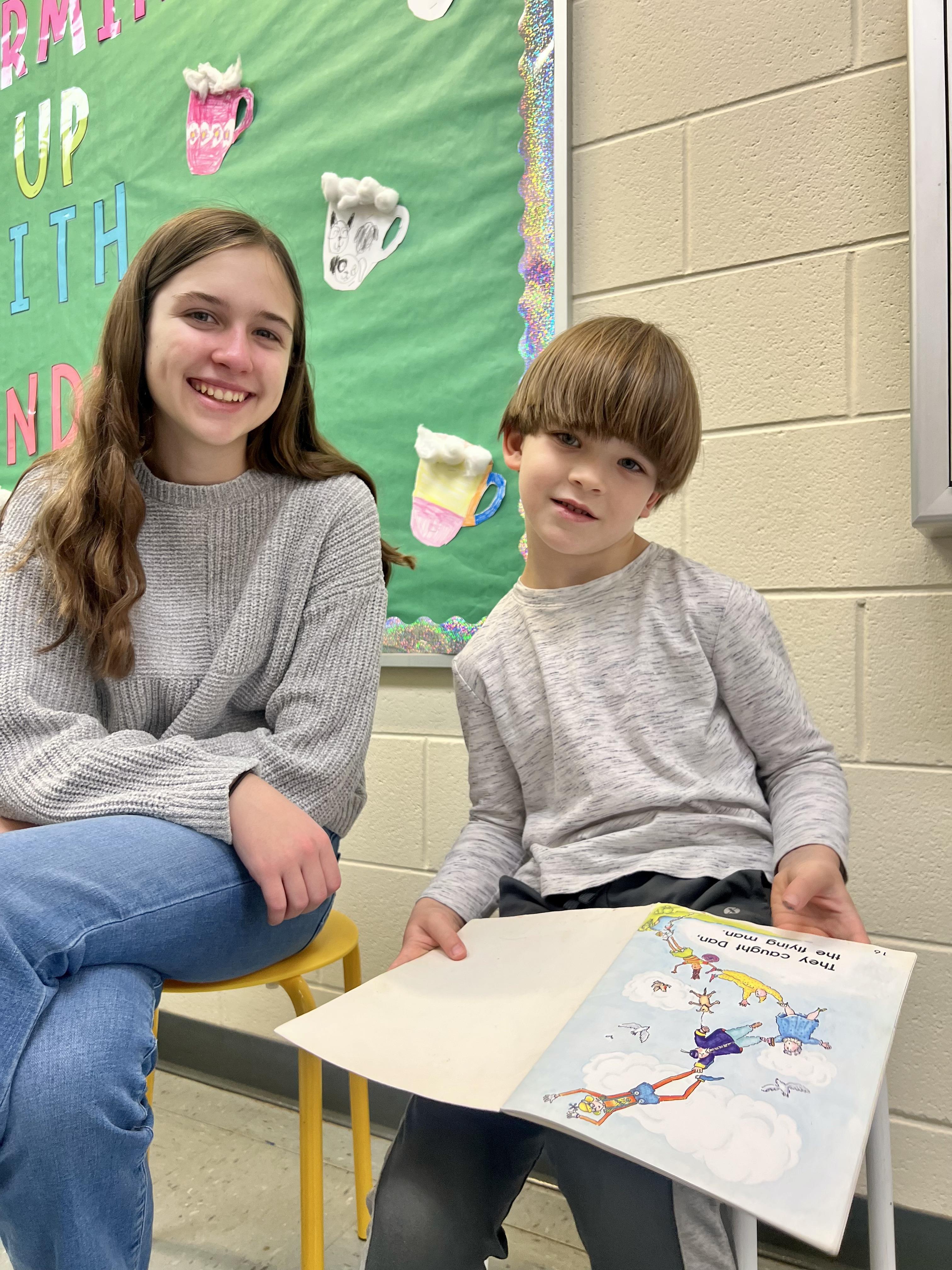 Buddy Reading is a favorite way for older students to mentor our kindergarten and first graders.
