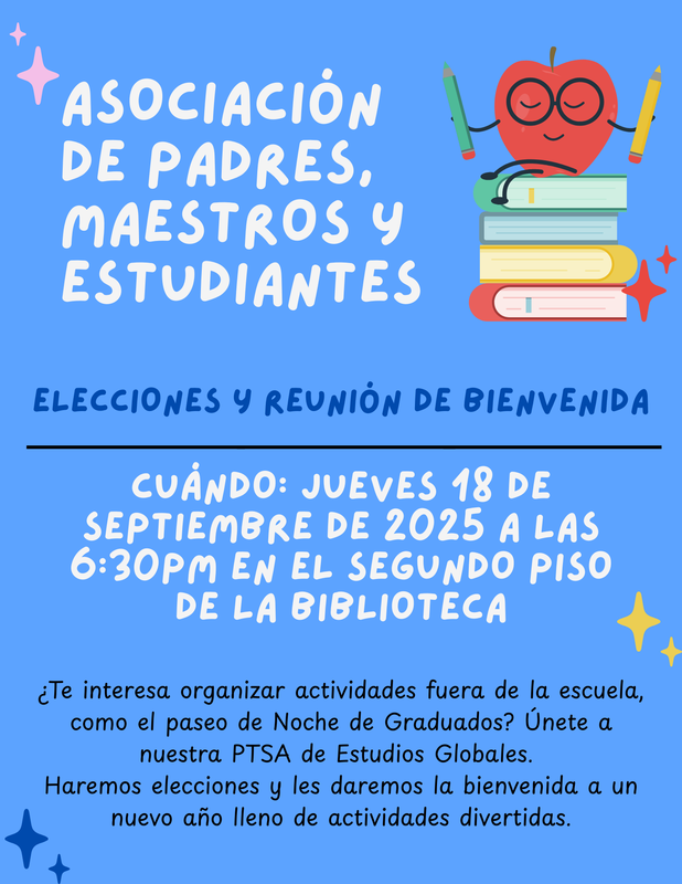 PTSA Meeting Flyer, 9/18 at 6:30pm Library 2nd Floor