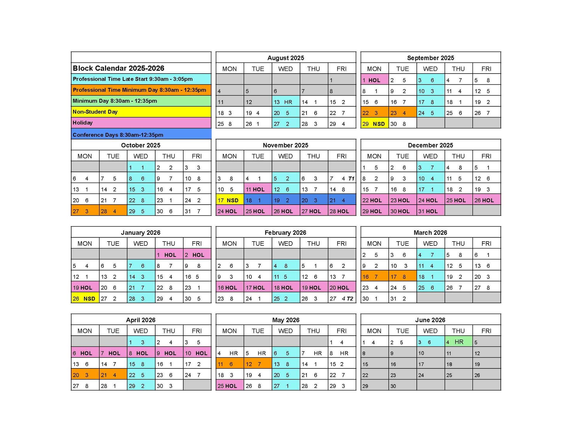 2025-2025 Block Calendar