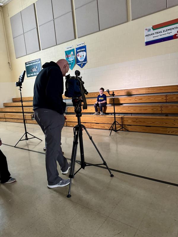 Tom Skilling’s WGN TV News at Nine Cover Story on “Tornado Nick” Bartholomew and his Storm Science weather assemblies for schools was recorded at Indian Trail earlier this month and featured some of our very own Trailblazer students talking about what they learned during the assembly!