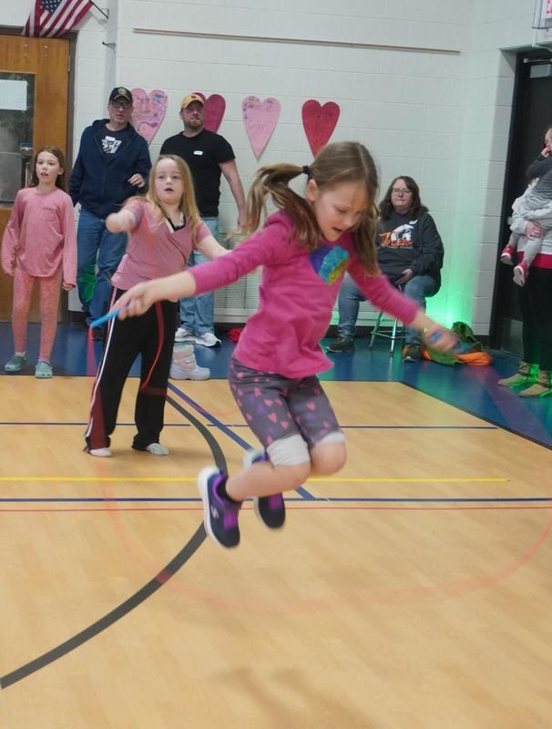 A student jumps rope.