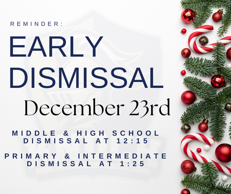 early dismissal announcement for december 23rd