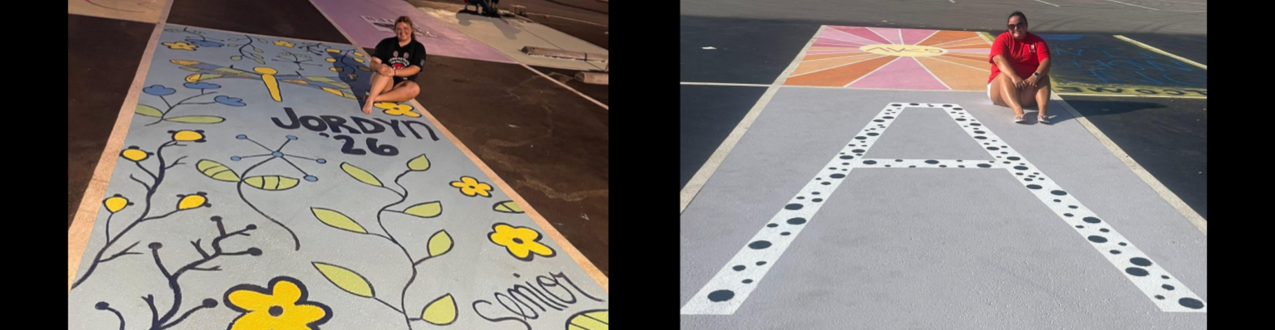 "Mayfield High School seniors proudly showcased their creativity by painting their personalized parking spots in celebration of being College and Career Ready (CCR). The colorful designs not only reflect their individuality but also symbolize their hard work and dedication as they prepare for their next chapter."
