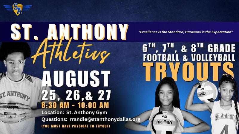 St. Anthony 6th, 7th, & 8th Grade Volleyball & Football Tryouts Featured Photo
