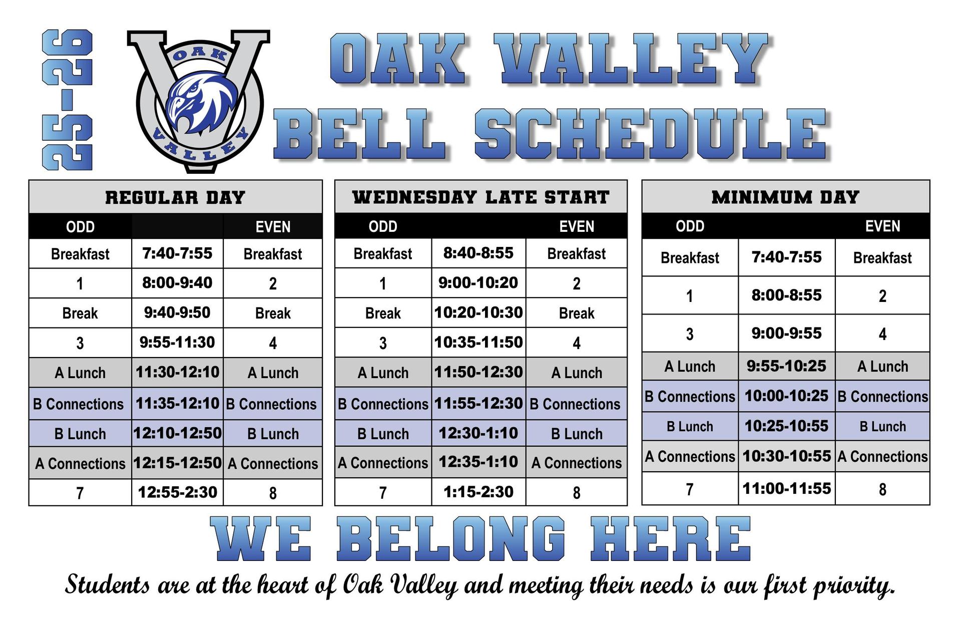 25-26 Bell Schedule