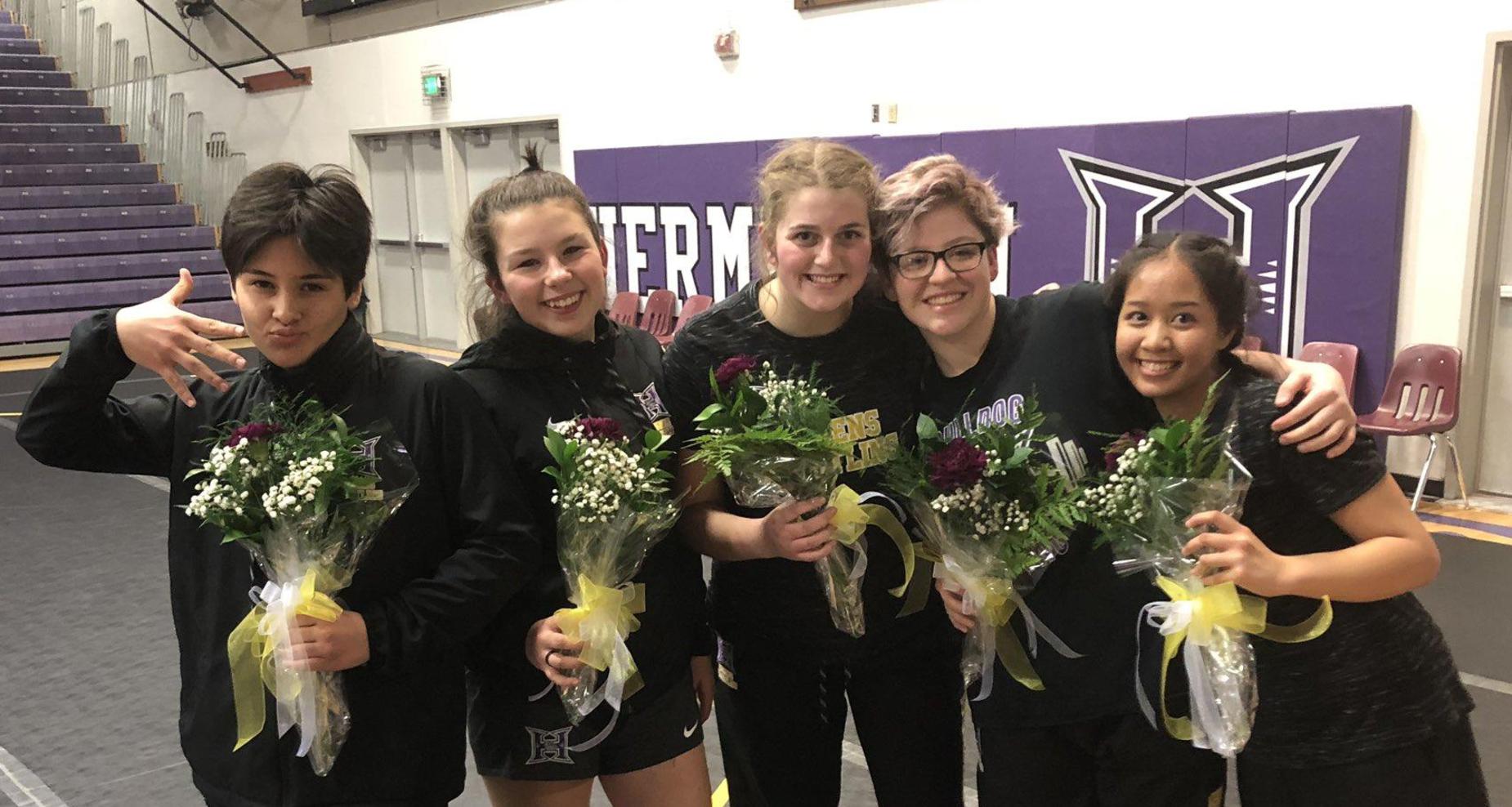 Senior Night for female wrestlers.