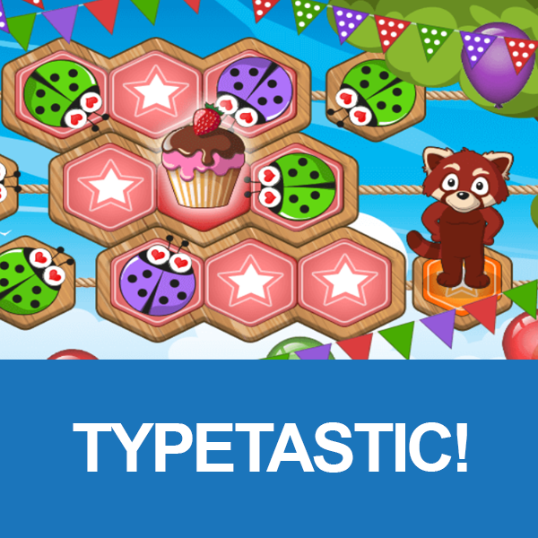 Typetastic image of racoon in cupcake game