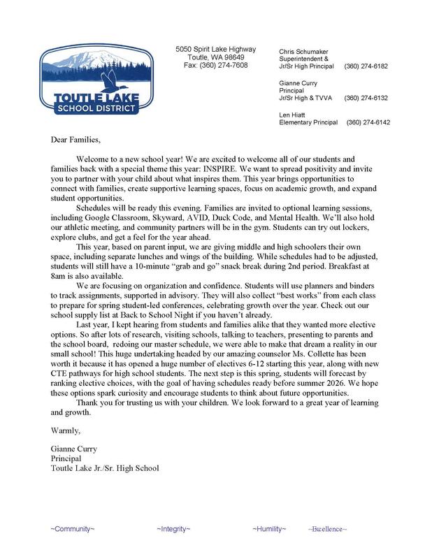 Back to School Letter 2025-26