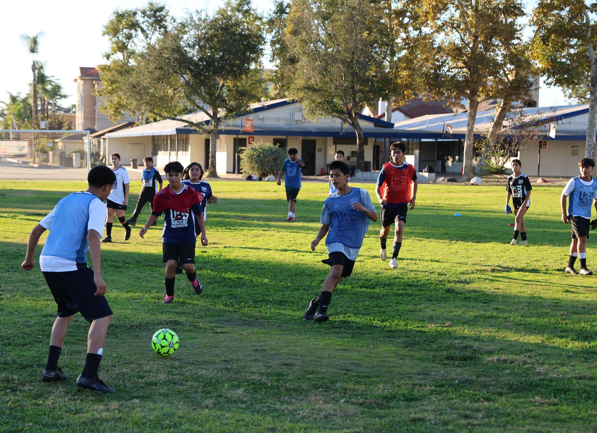 Columbia students practing soccer. All EMCSD schools offer a competitive soccer program.