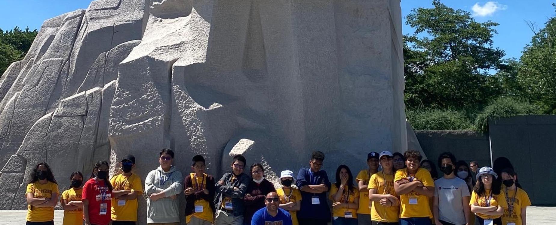 Students in front of MLK Monument