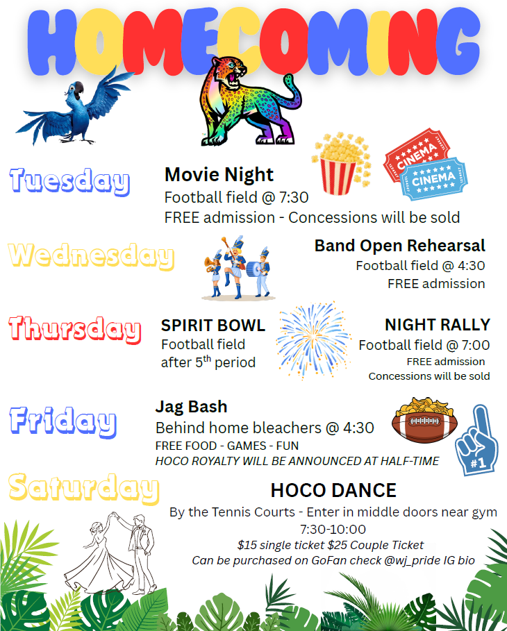 Homecoming week schedule