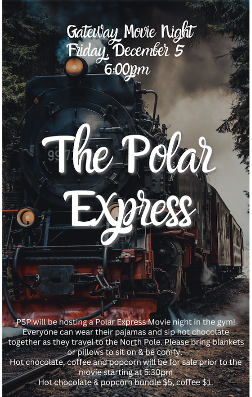 Train advertising polar express movie night