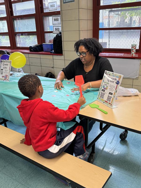 Students learning with teacher