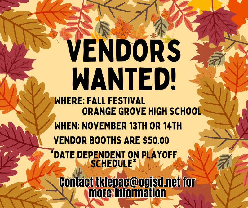 FALL FESTIVAL: VENDORS NEEDED