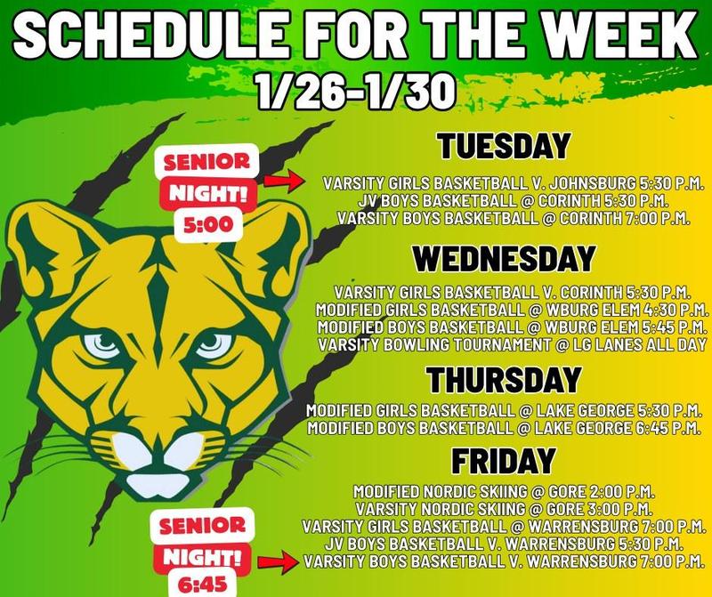 January 26 - Sports schedule