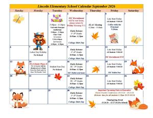 Lincoln Elementary September Calendar