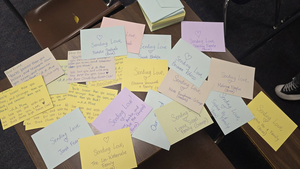 a bunch of colorful notes with messages