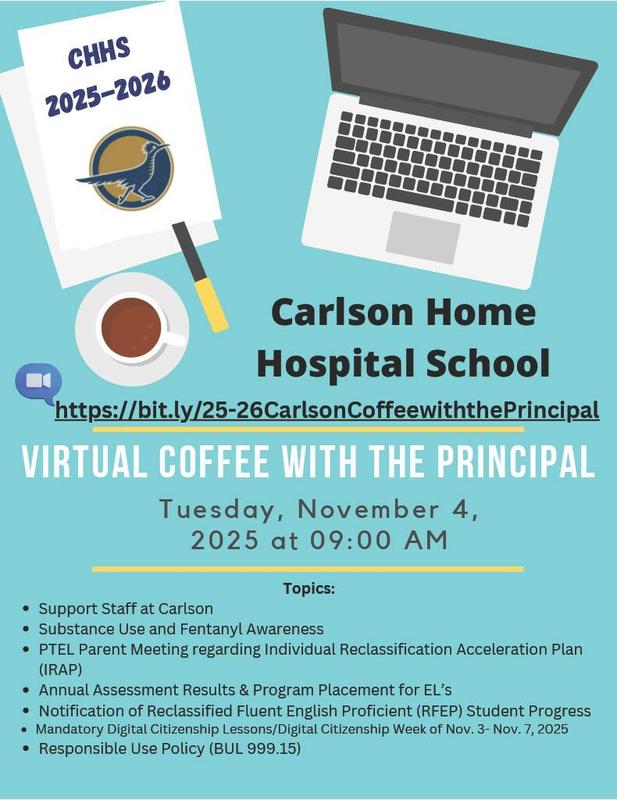 virtual coffee with the Principal english flyer
