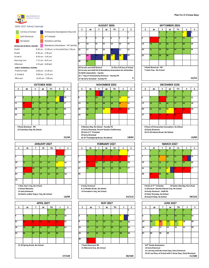 GCS 2026-2027 Calendar