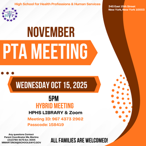 November PTA Meeting Wednesday, November 12, 2025 5pm HPHS Library