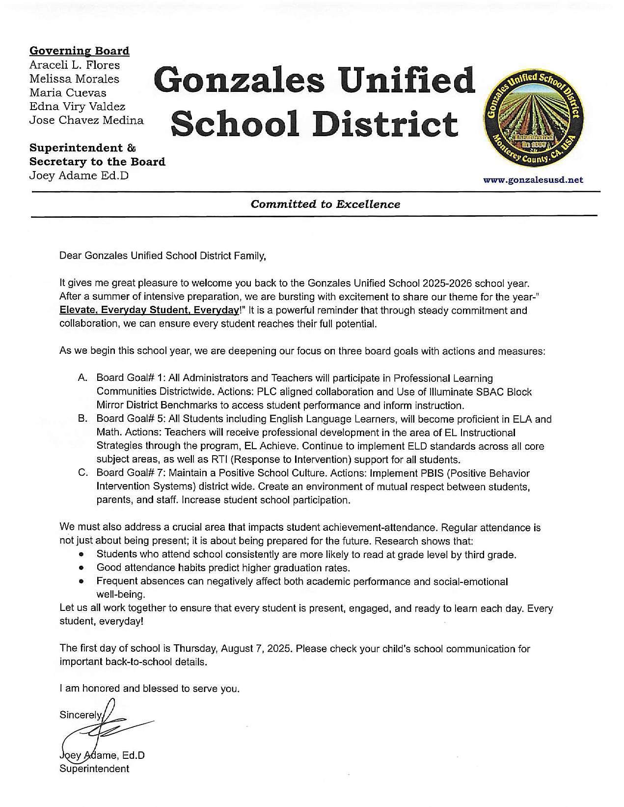 Superintendent – Superintendent – Gonzales Unified School