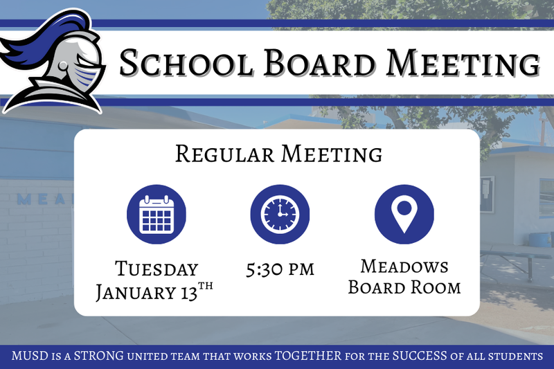 School Board Meeting Jan 13th at 5:30pm