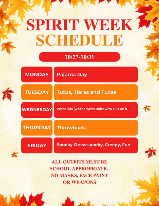 Spirit Week Schedule Flyer