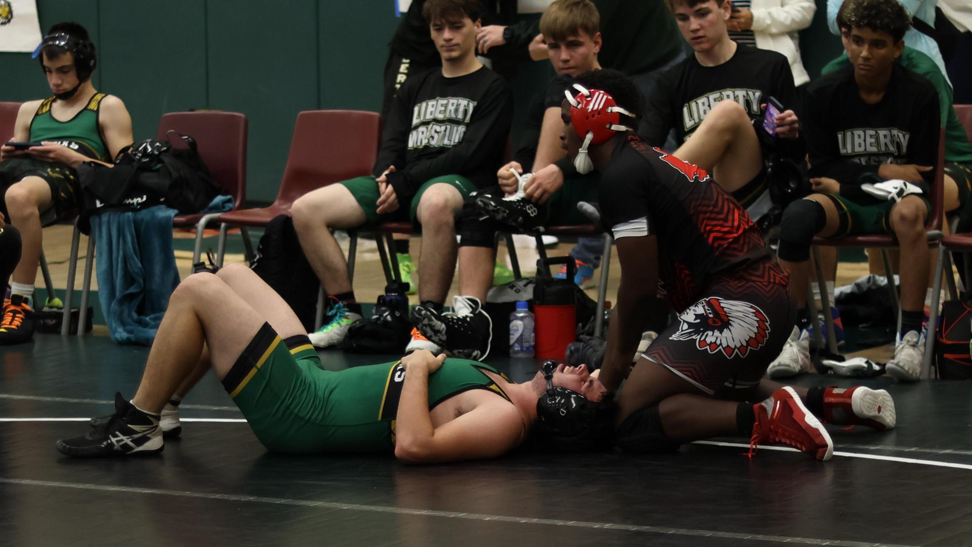 boys wrestling at liberty duals