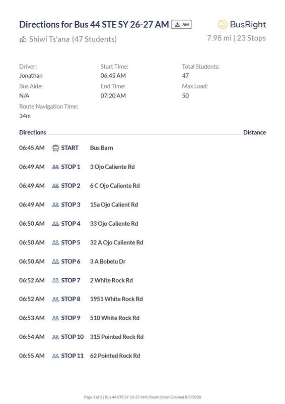 Tentative Bus Route for 2026-2027 School Year
