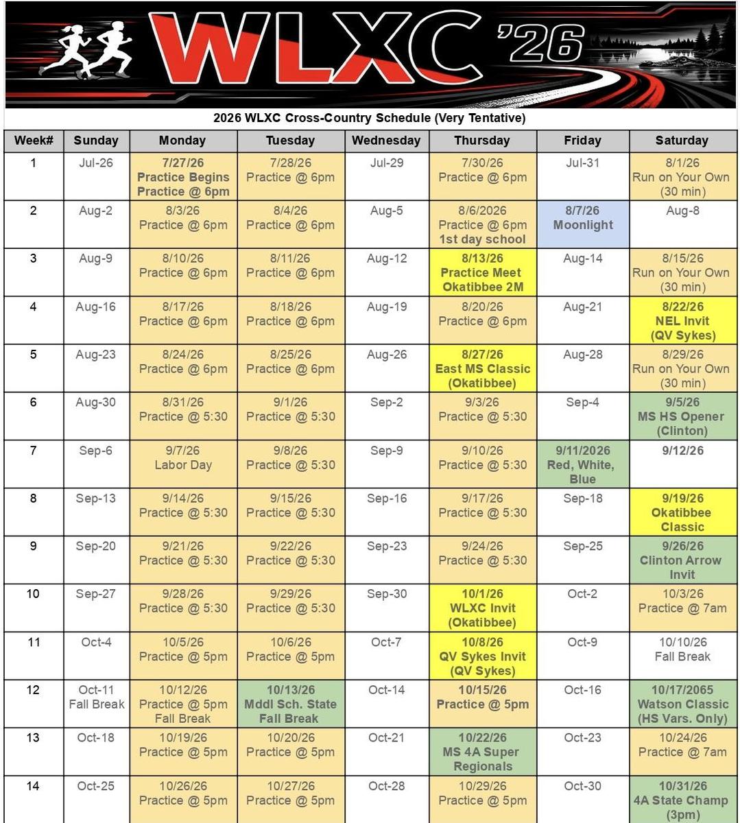cross country schedule