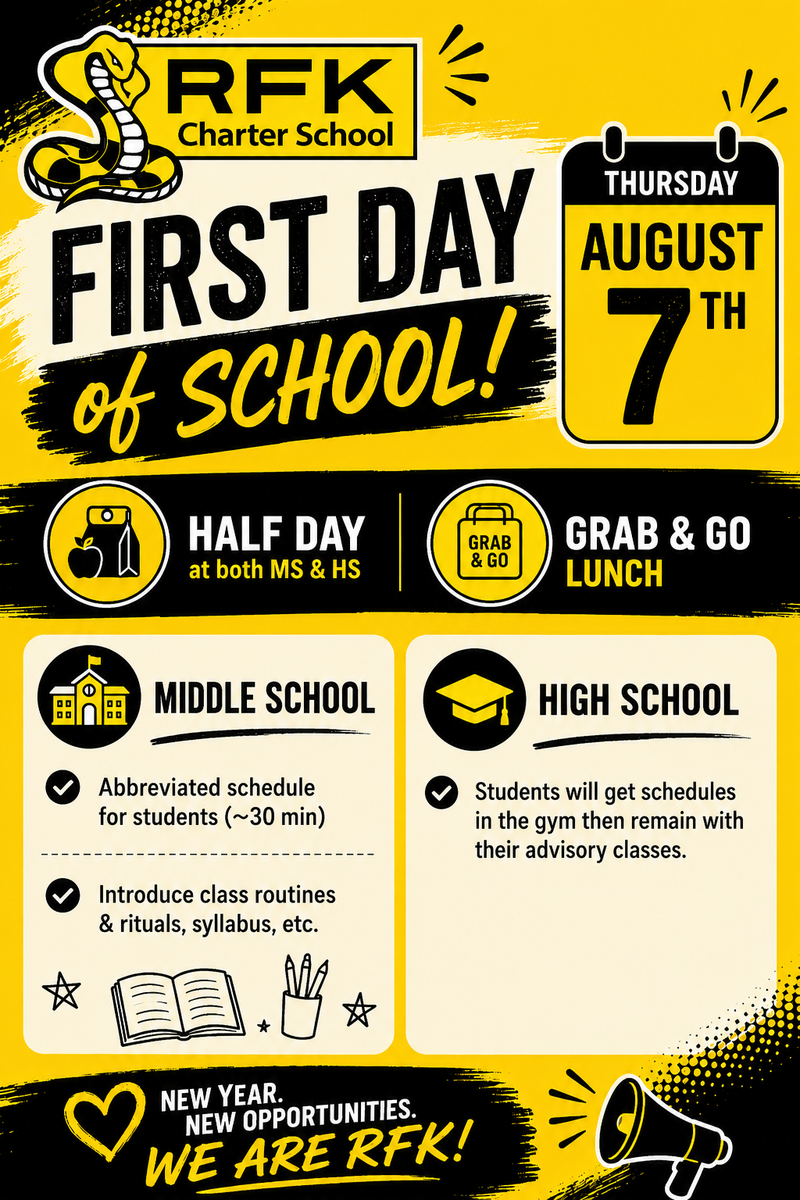 First Day of School- Half Day on August 7th