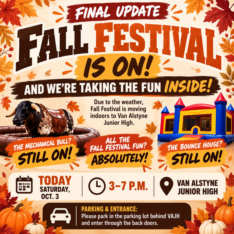 Fall Festival is ON — We’re Moving Indoors! Thumbnail Image
